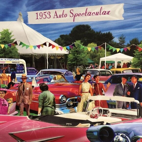 Big Ben Vintage Classic Car Show 1953 Puzzle 1000 Pcs Jigsaw Automobile Vehicle - Picture 4 of 9